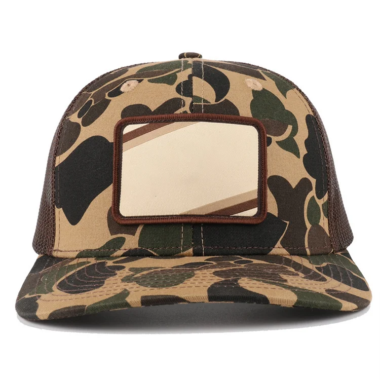 Custom Duck Brown Camouflage Snapback Mesh Logo Hat blank camo rope hat