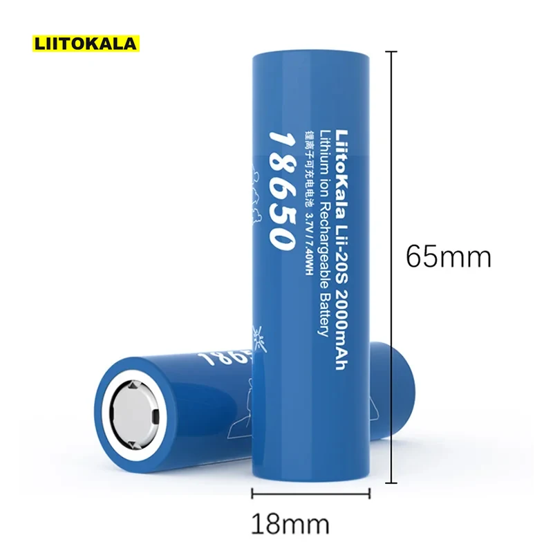 Original LiitoKala for Electric Tools LED Flashlight Batteries Lii-20S 18650 2000mAh 3.7V Power Lithium Rechargeable Battery