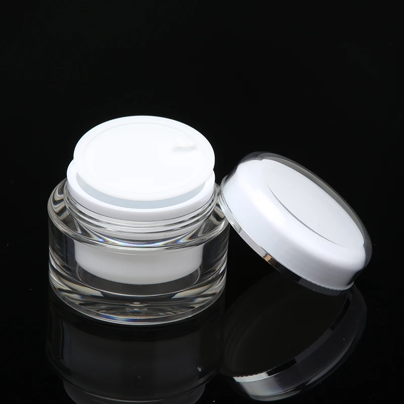 STOCK hot selling 5g 10g 15g 30g 50g empty acrylic PMMA cream Jar Plastic makeup Cosmetic Containers