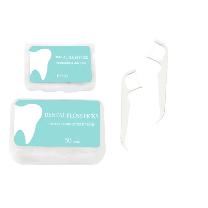 Custom Logo floss dental 50 Picks Orthodontics dental toothpicks Oral Care Tooth Stick Plastic Toothpick  Dental Floss Pick