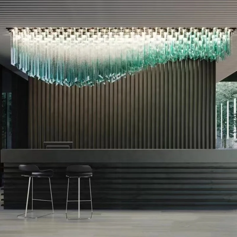 Glass art lamps Sales department reception sand table Hotel lobby Villa banquet hall Wave shape creative custom art chandelier