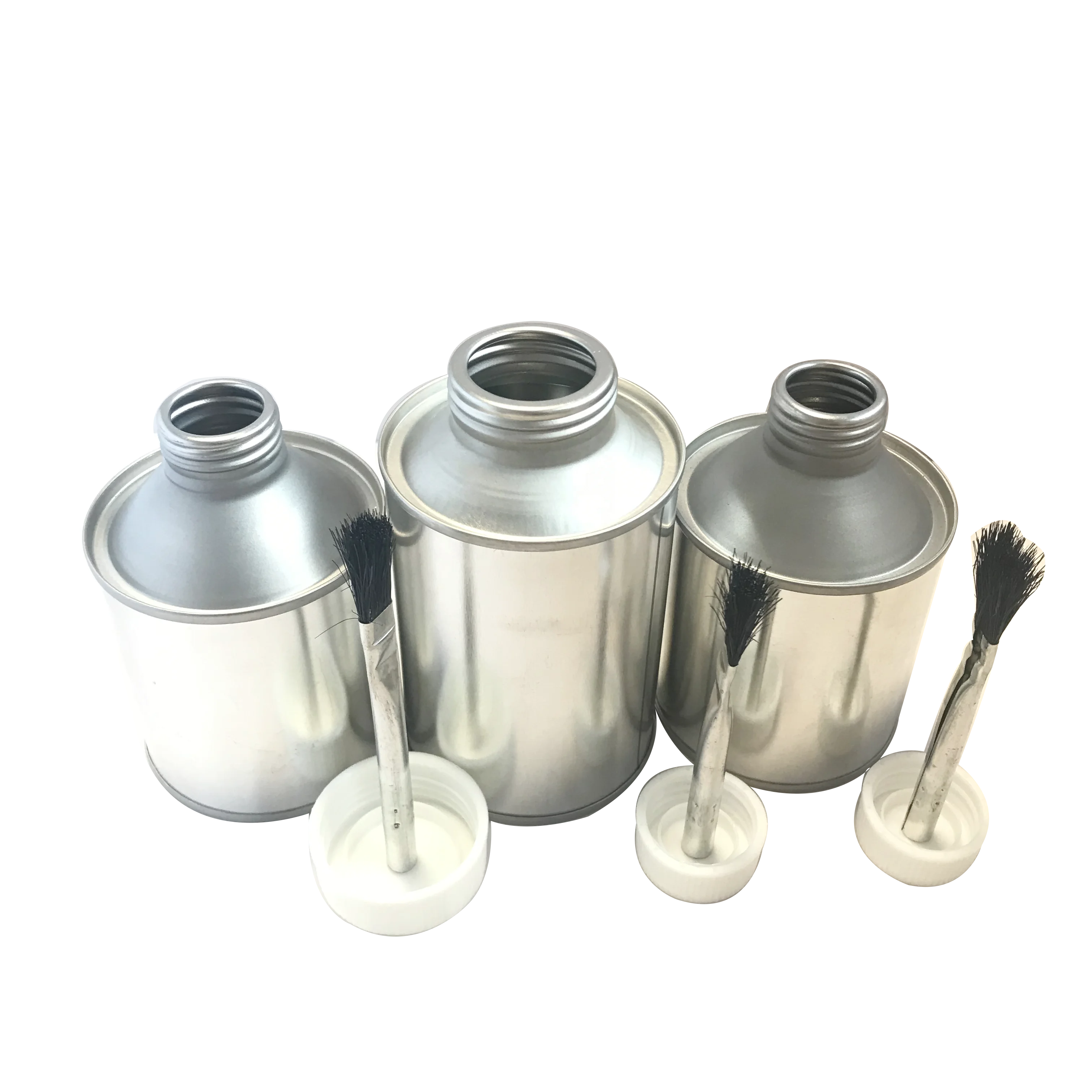 
200ml/250ml round metal tin can with screw top bottles glue tinplate can with plastic cap with brush 