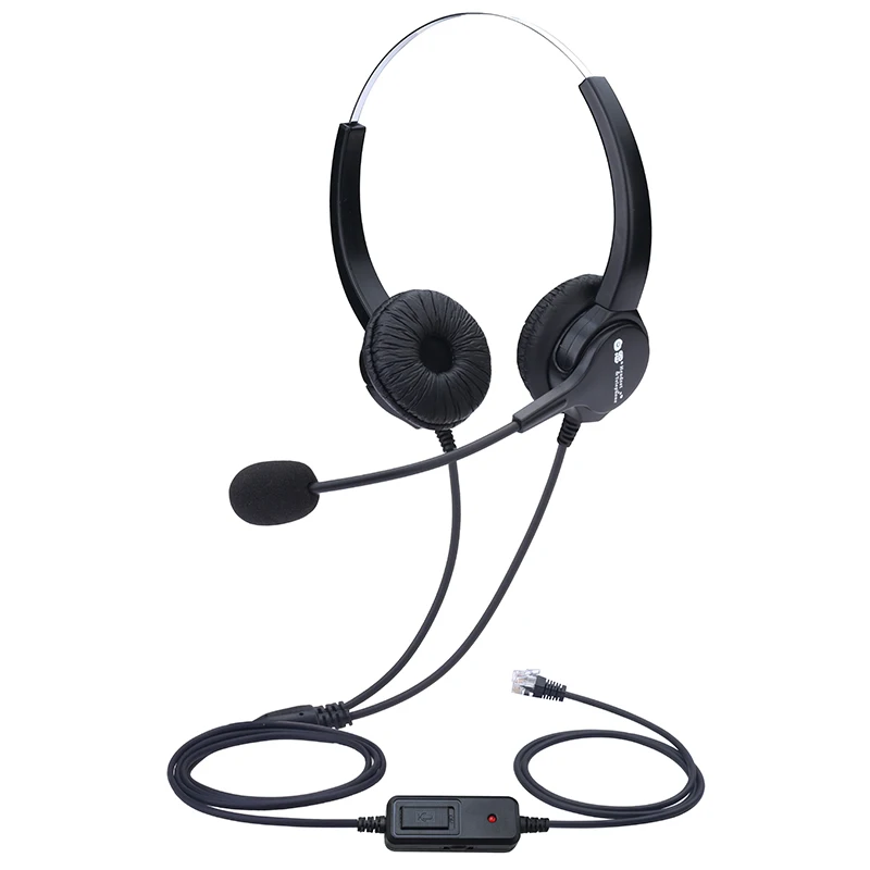 
Dh635d dual ear noise reduction telephone rj09 crystal head headset volume adjustment mute HD call 