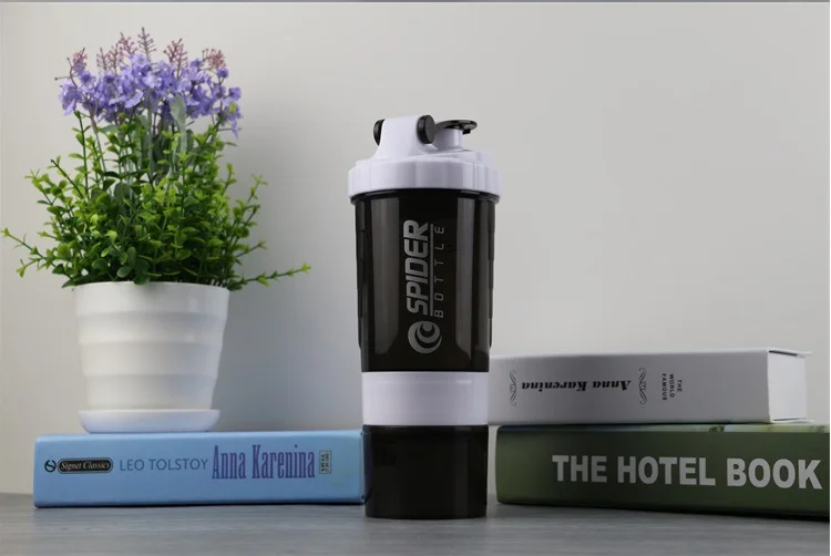 Bottle Protein Shaker Mixing Balls Plastic Mixer Sports Gym Powder Workout 20 Oz With Supplements Storage Compartment