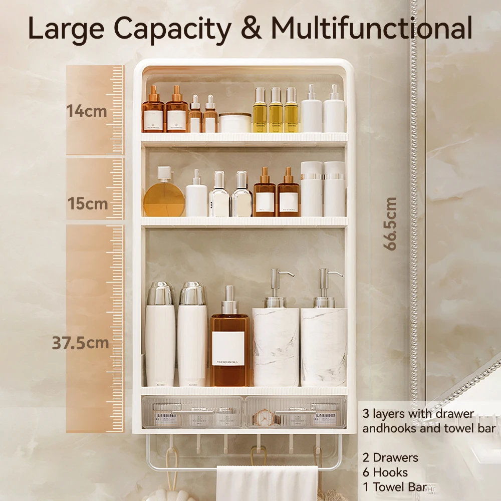 3-Tier Storage Rack for Kitchen & Pantry Space Saving Storage Shelf Spice Rack with Drawer Large Capacity Kitchen Organizer