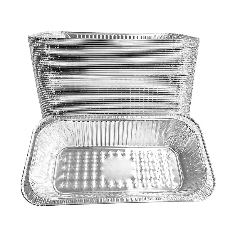 Wholesale Food-grade Rectangular Aluminum Foil PanTake-out Foil Trays Disposable Tray for Cake Bakery Fast Food Foil Container