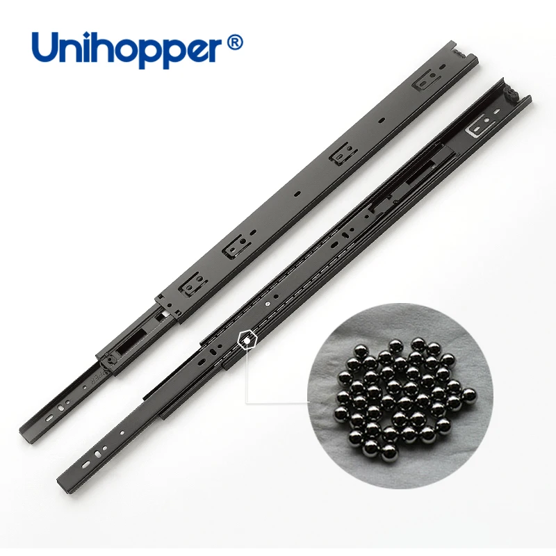 Unihopper Furniture Hardware 45mm Full Extension Ball Bearing Telescopic Channel Rails Heavy Duty Cabinet Drawer Slide