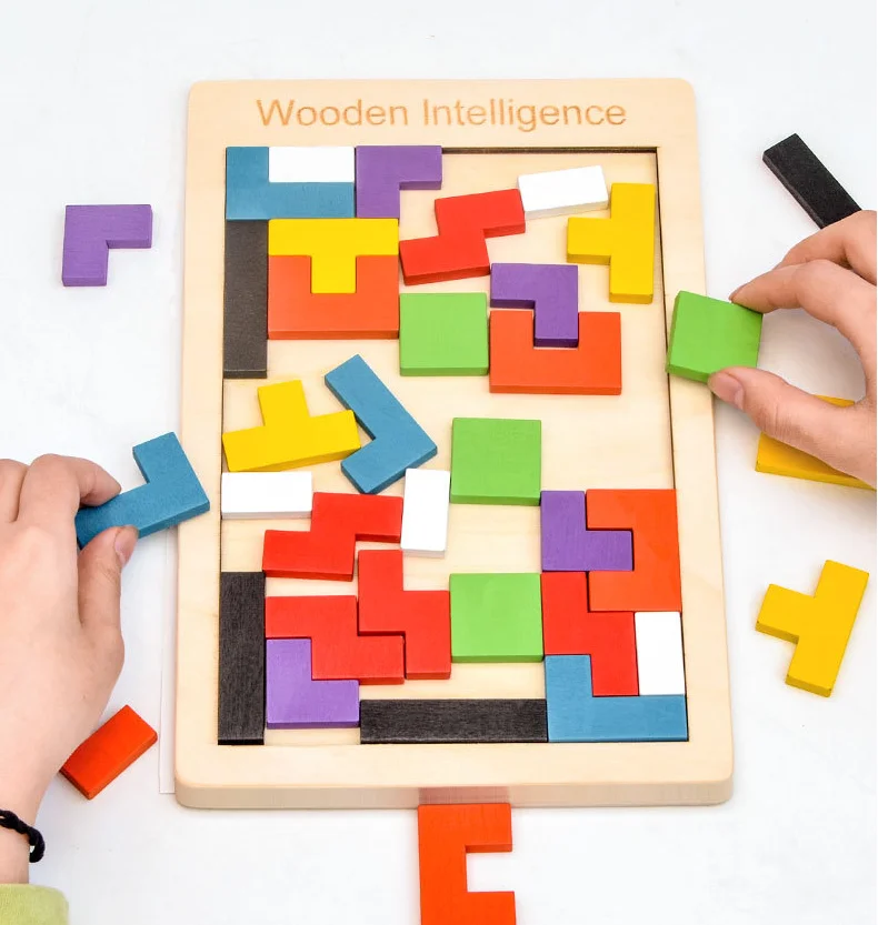 Hot Selling 3D Wooden Jigsaw Puzzle Educational Toys For Kindergarten Kids High Quality Souptoys Preschool