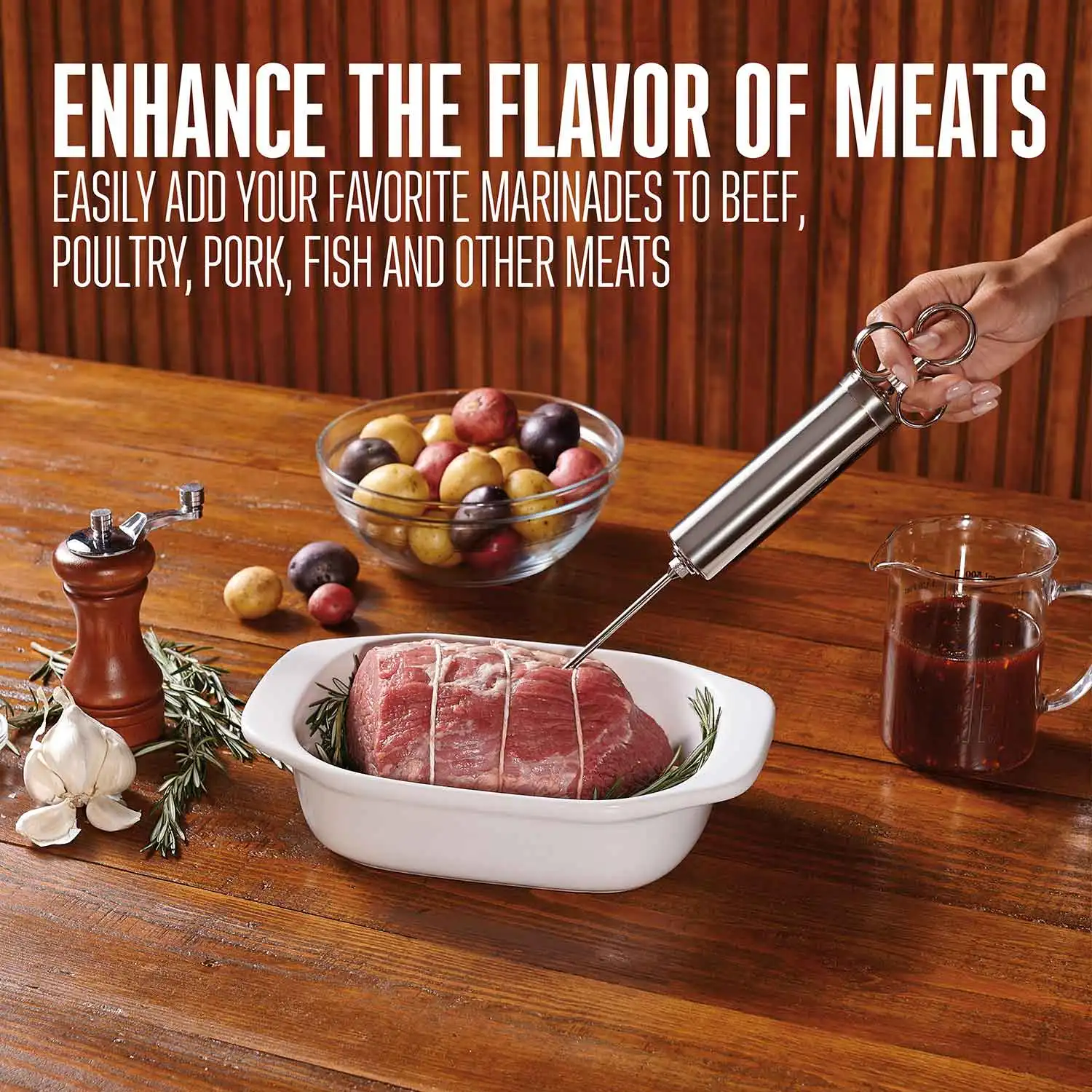 Manufacturer Professional Automatic BBQ Marinade Injector with 4 Ounce Capacity Stainless Steel