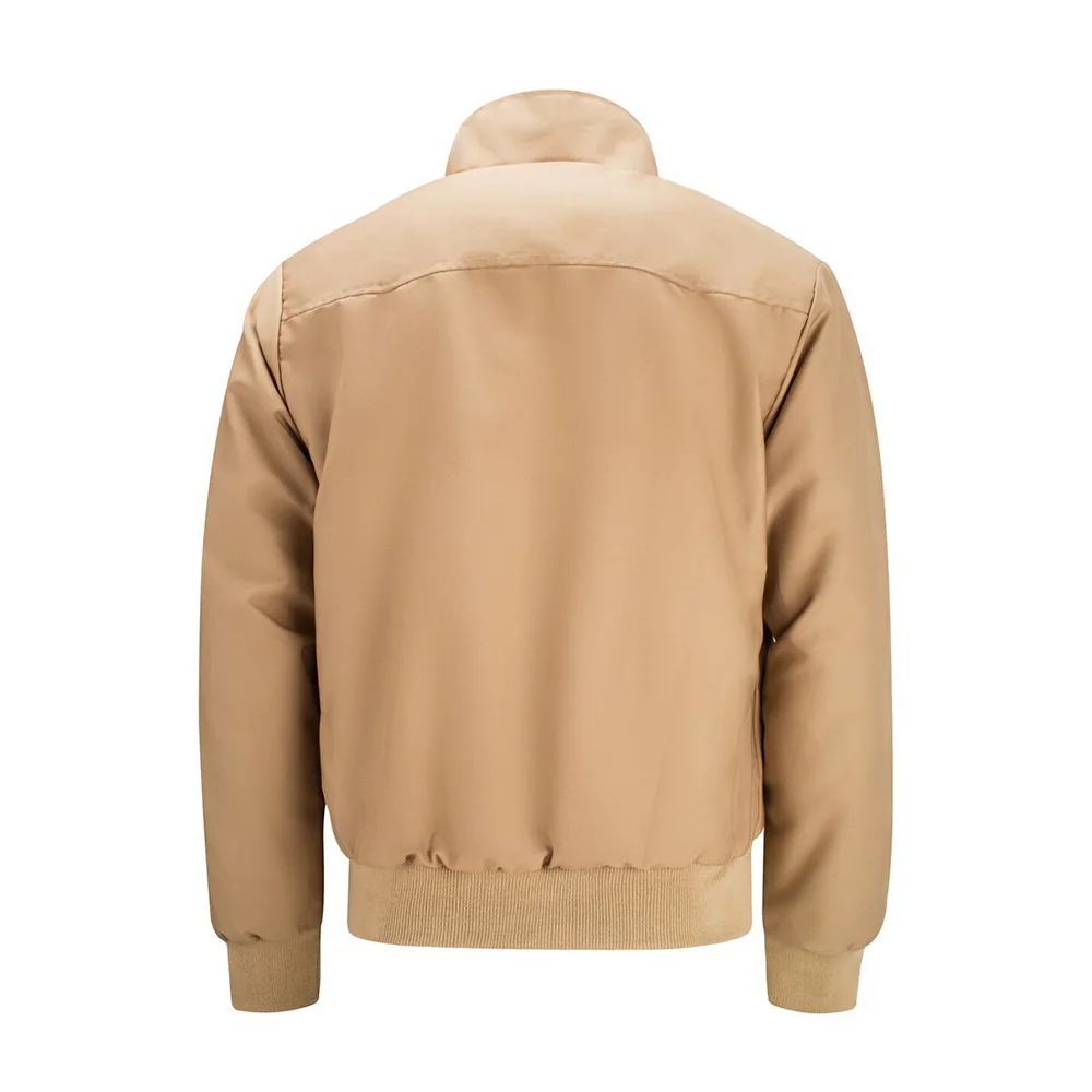  Черная Мужская классическая куртка в стиле Харрингтона с молнией и воротником на заказ