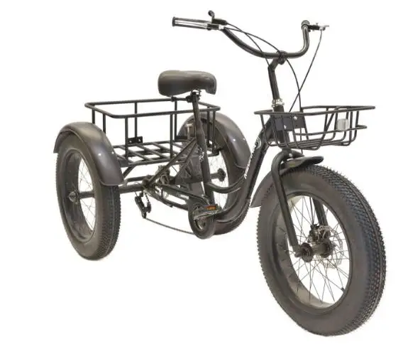 The new 24-inch snow-assisted tricycle Snow man-powered tricycle with variable speed Wide tire man-powered three-wheel electric