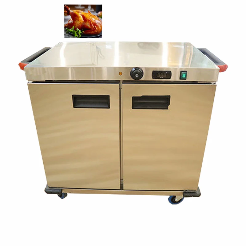 220V 50HZ Popular Design Electric Food Trolley Warmer Banquet Heated Mobile Room Service Dining Cabinet Equipment for Hotels
