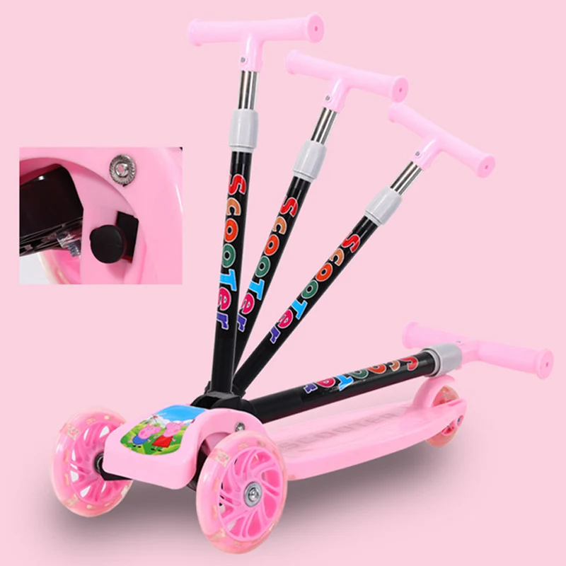 Foot Scooter Factory Direct Sale Adjustable Heights 3 LED PU Wheel Children Kids Toy Bike Balance Scooter