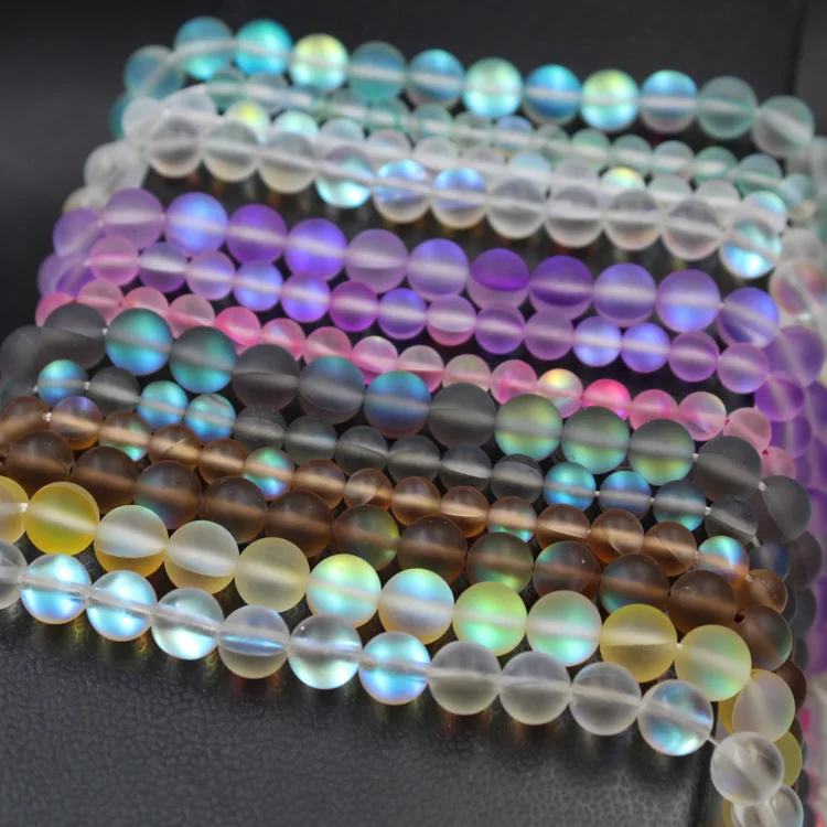 Wholesale Flash Stone Loose Beads DIY Jewelry Bracelet String Beads Material High Imitation Moonstone Semi-gem Beads
