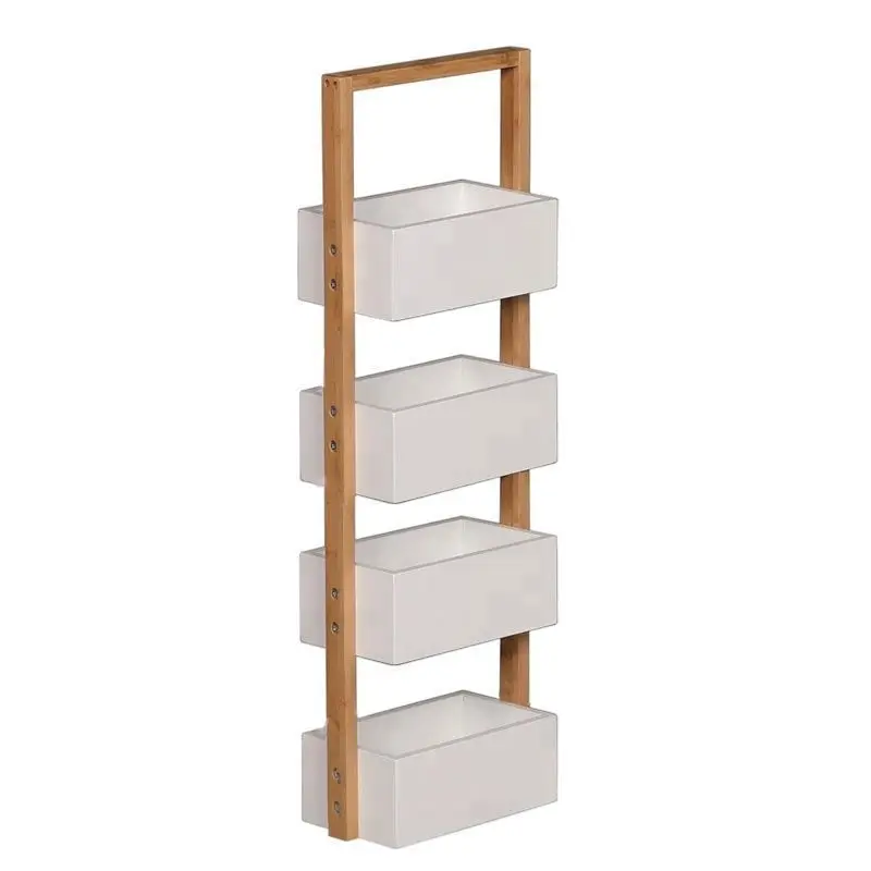  Three Tier Bamboo Natural Home Caddy Free Standing Bathroom Organizer Kitchen Accessory Storage Rack Decorative Living Room