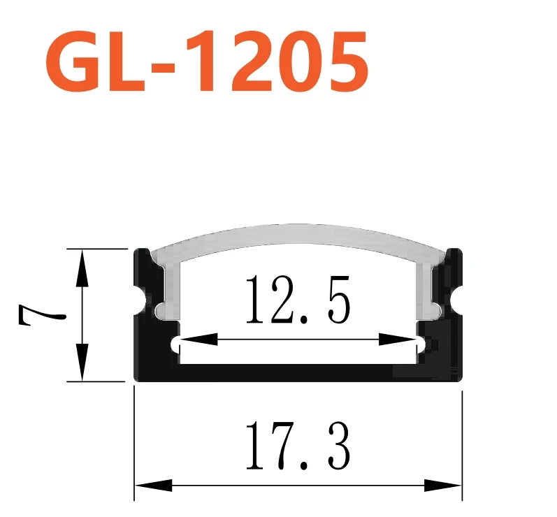 GL-1205 Surface Mounted LED Profile 17.3*8.2MM High Quality LED Aluminum Channel Profiles to Protect LED Strip Linear Lights