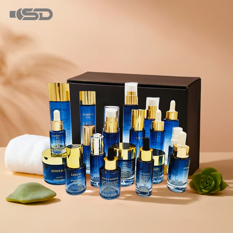 30ml 50ml 100ml 150ml 200ml Luxury Skincare Packaging Set Glass Bottle Custom Pump 60ml Glass Dropper Bottle