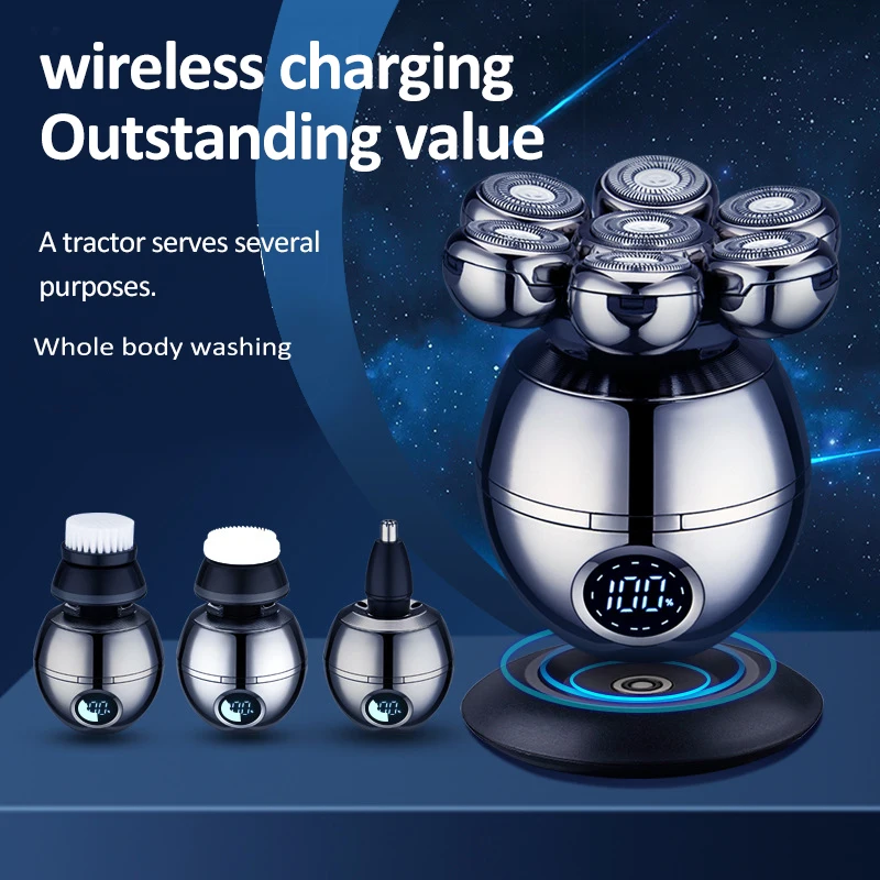 Электробритва MRY 7D мужская с плавающей головкой, водонепроницаемый портативный триммер для волос в носу и ушах, с зарядкой от USB, бритва для облысения