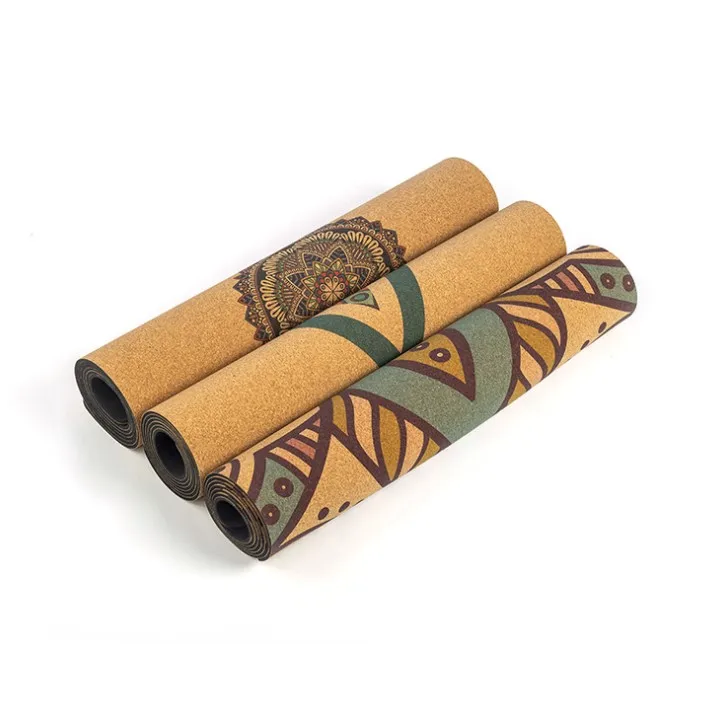 Certified Fitness Anti-slip Custom Thick 5mm Cork Yoga Mat TPE Natural