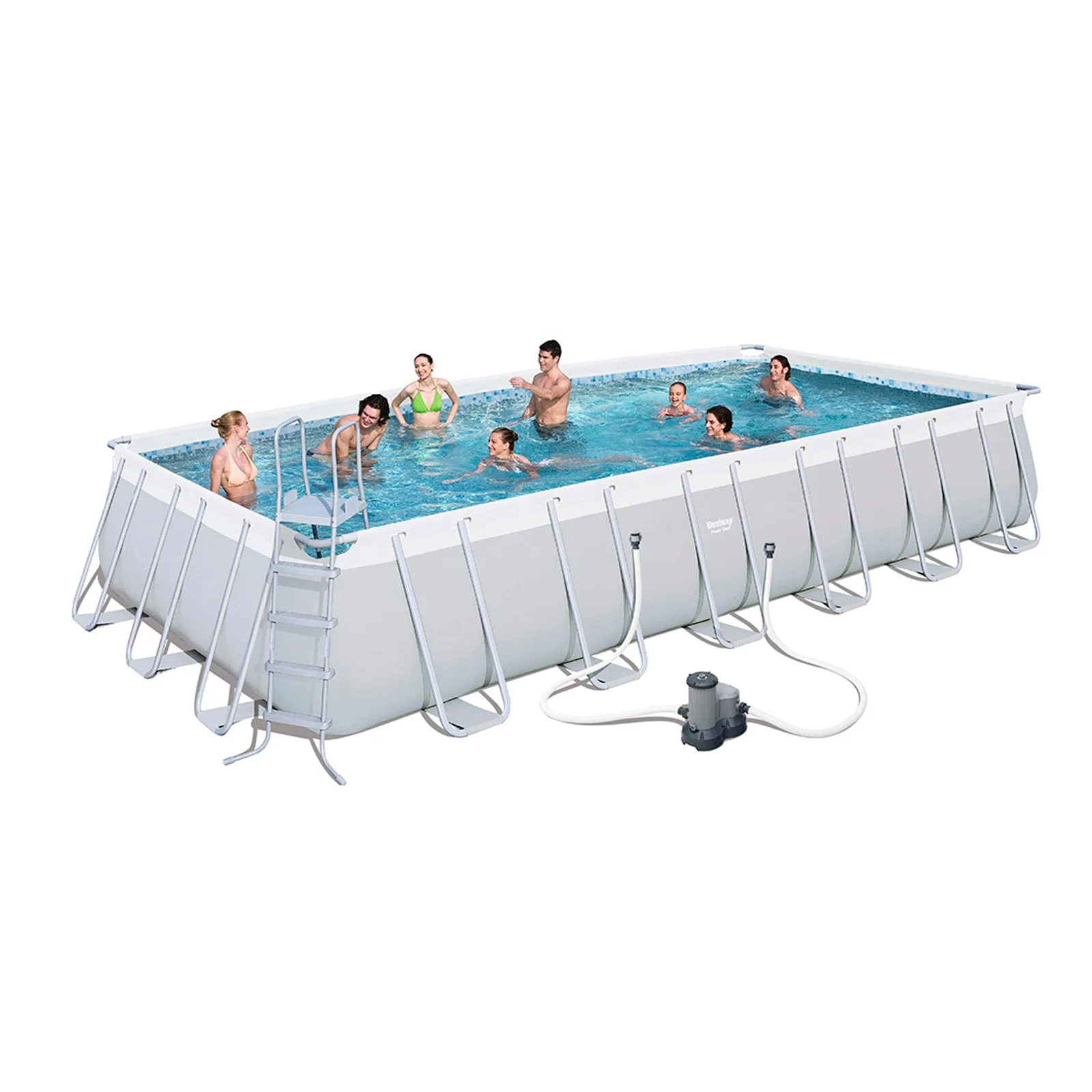 Bestway 56474  24FT  7m Large Rectangular PVC Swimming  Pool Set With Pool  Cover & Safety Ladder & Filter Pump