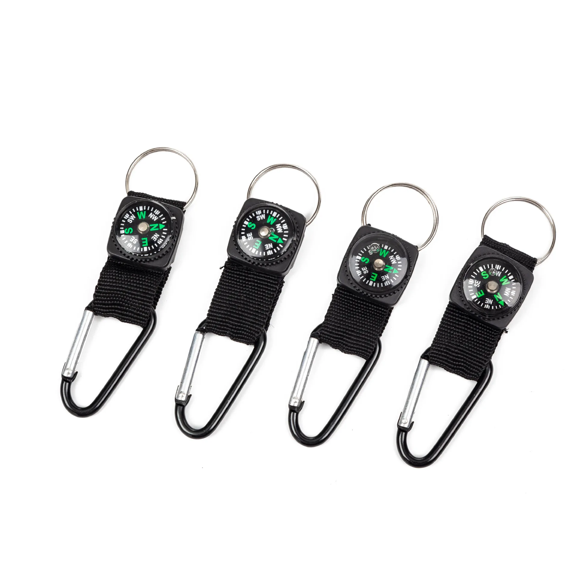 Outdoor Hiking Backpacking Mini Portable Thermometer Compass D Type Climbing Buckle Keychain