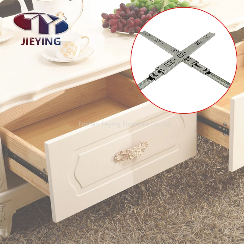 36mm/16 Inch Kitchen Metal Locking Ball Bearing Drawer Slides 3 Fold Telescopic Channel Slide Rails Furniture Wardrobe Runner