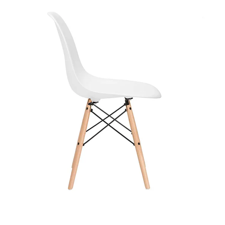 Wholesale home living dining room restaurant plastic chair with solid wood legs
