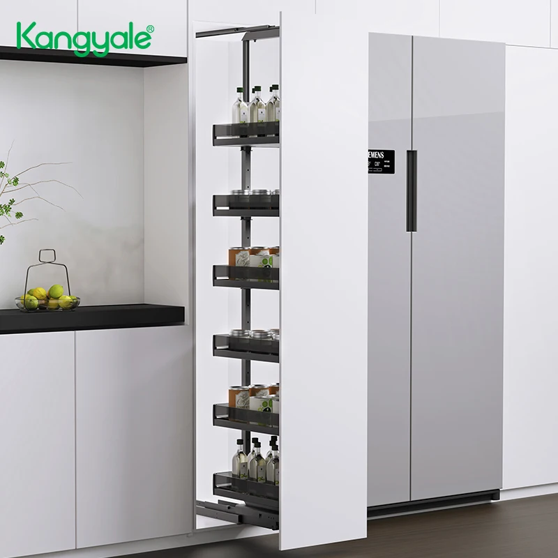Kangyale низкая цена кухонный шкаф кладовая полка Кухонное хранилище из закаленного стекла корзина