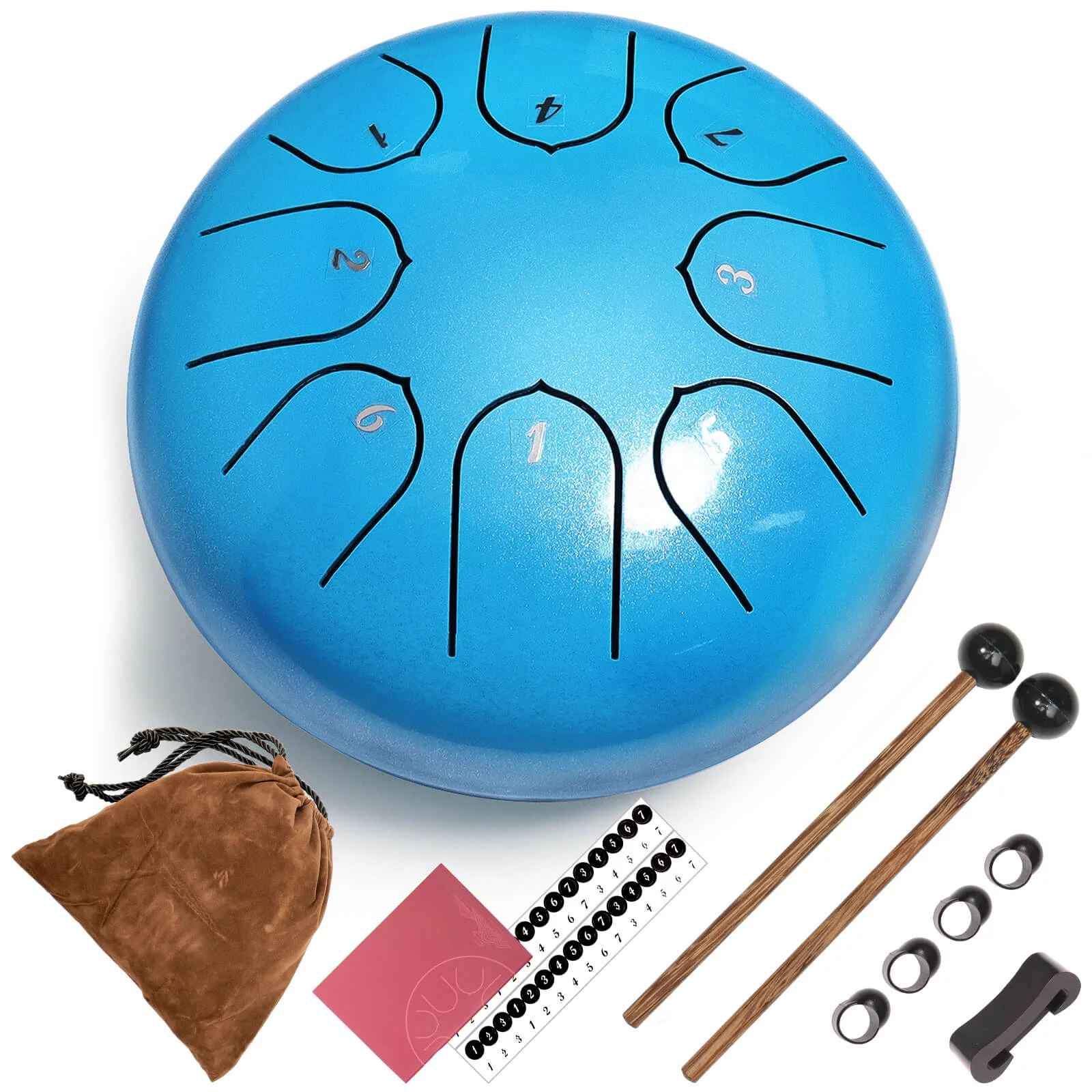 Steel Tongue Drum 8 Notes 6 Inches Tank Drum With bag Music Score for Musical Education Yoga Home handpan