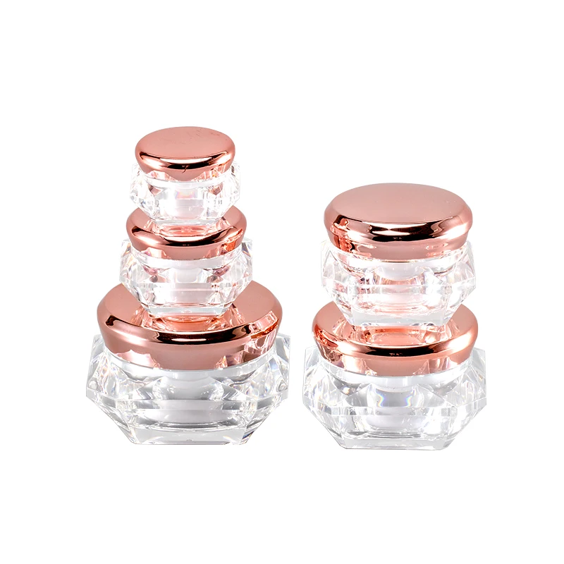 5g 10g 15g 20g 30g rose gold diamond-shape skin care product packaging plastic acrylic empty cosmetic cream jar