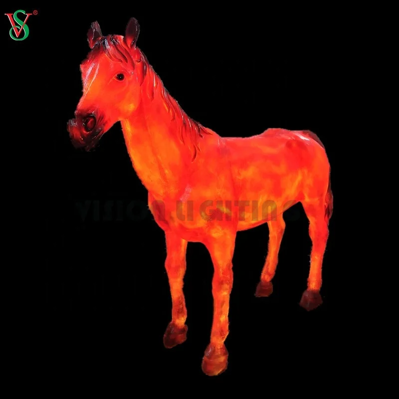 Zoo Theme Park Outdoor Decor 5 years Warranty Fiberglass Resin Horse Statue Motif Sculpture Light