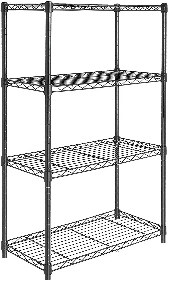 4 Tiers Chrome and Powder Coated Metal Storage Wire Shelf iron wire mesh storage+holders racks Mobile Metal wire display racks