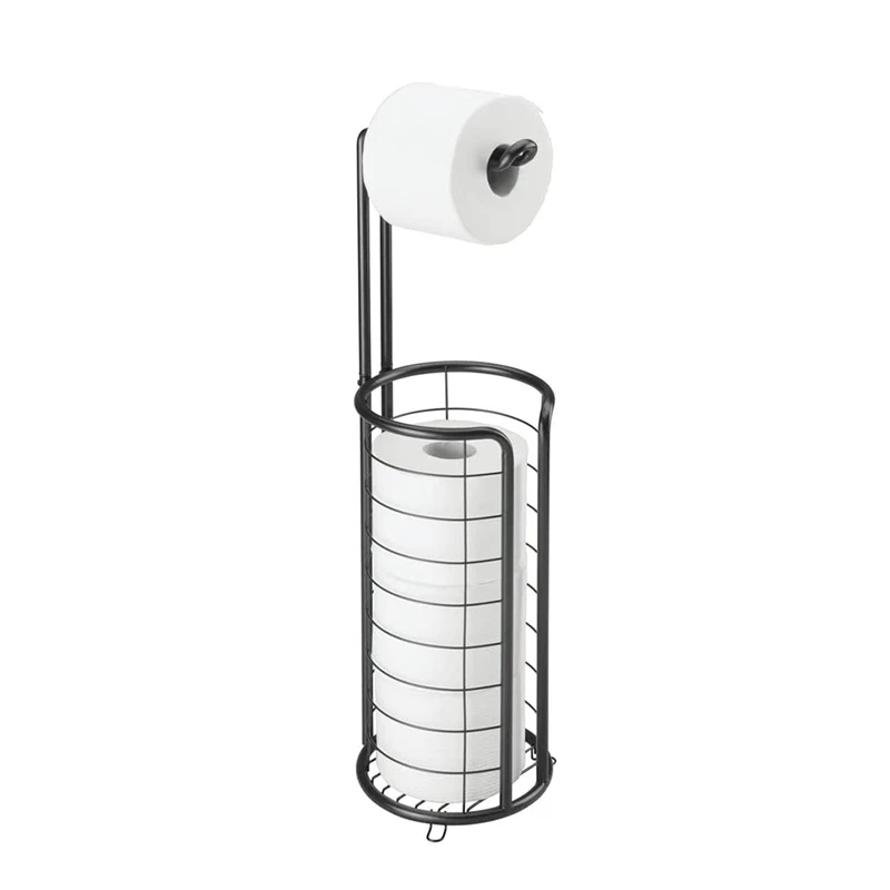 WIREKING Free Standing Tissue Holder Metal Wire Shelf Roll Toilet Paper Holder