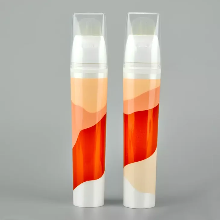 Customs design flat shape silicone spatula silicone applicator PE material skin care cream tube