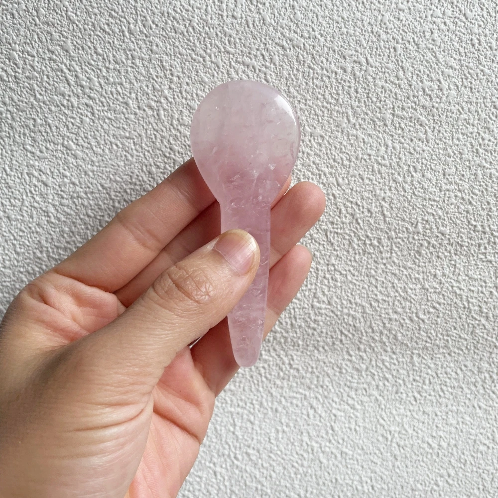 Facial Reflexology Tool Rose Quartz Gua Sha Spoon Acupressure Massager Jade Crystal Gush Spoon Shape Stick for Eye