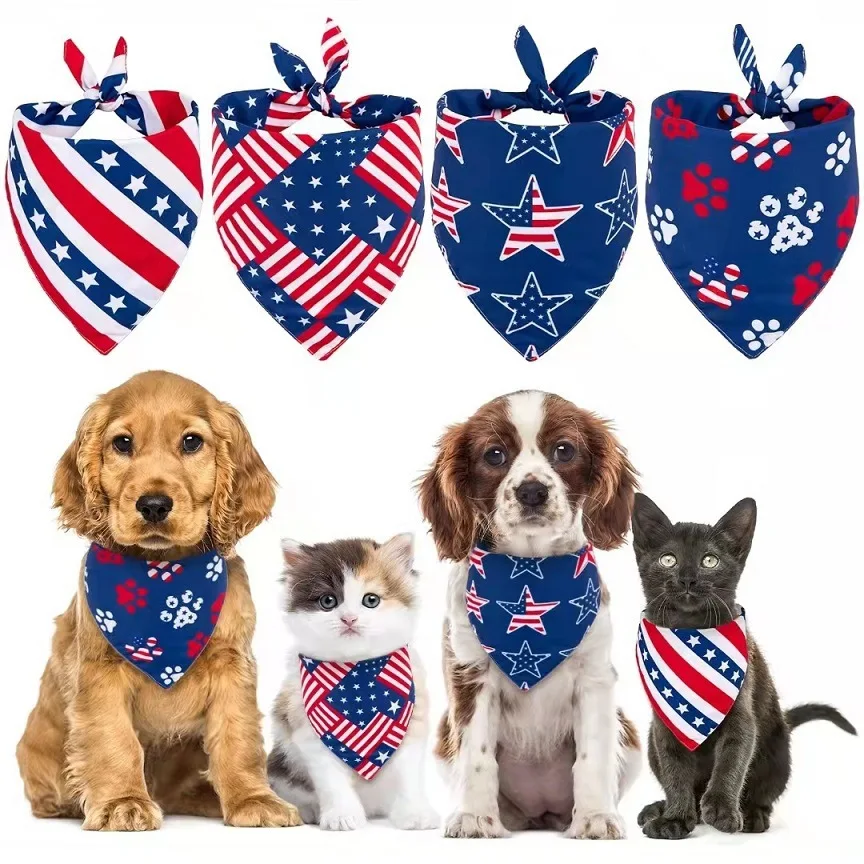 LM0231G Pet dog triangle scarf American flag pet saliva towel Dog saliva towel Daily Necessities