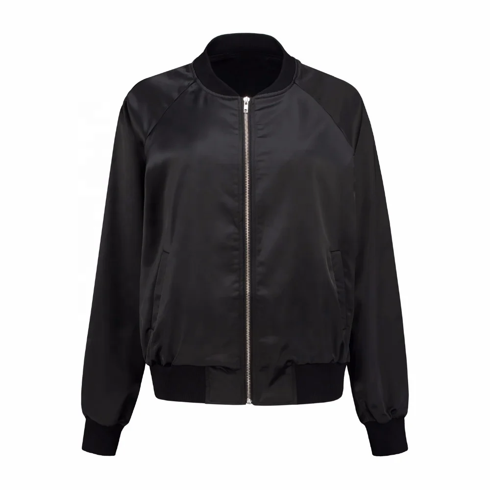 High Quality Custom Women Ladies Bomber Satin Jacket