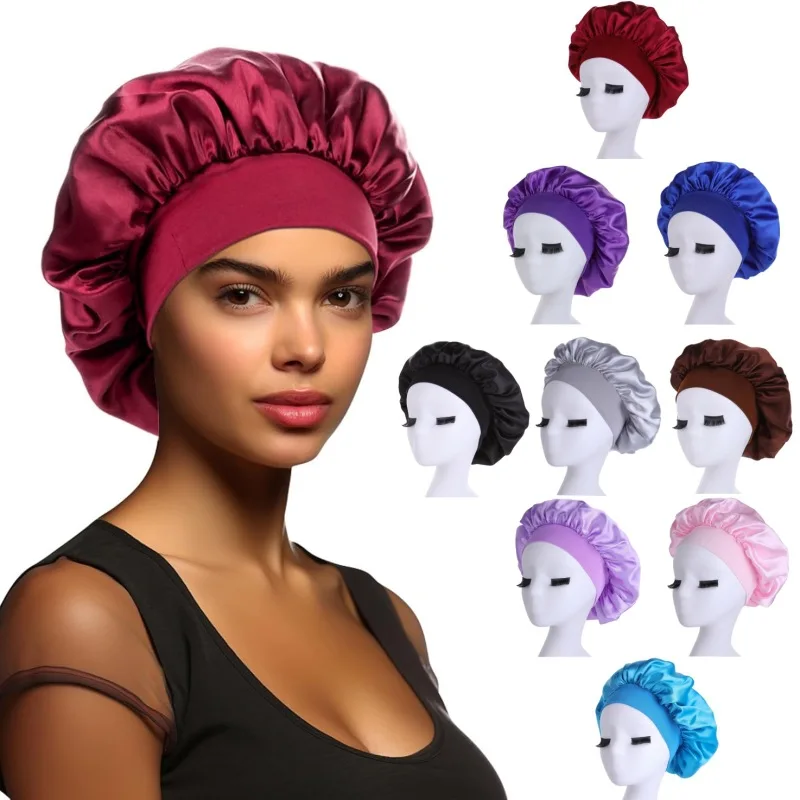 Wholesale Fashion Beauty Hair Bonnet Hats Custom Logo Satin Silk Night Sleep Hair Bonnet Hats For Women
