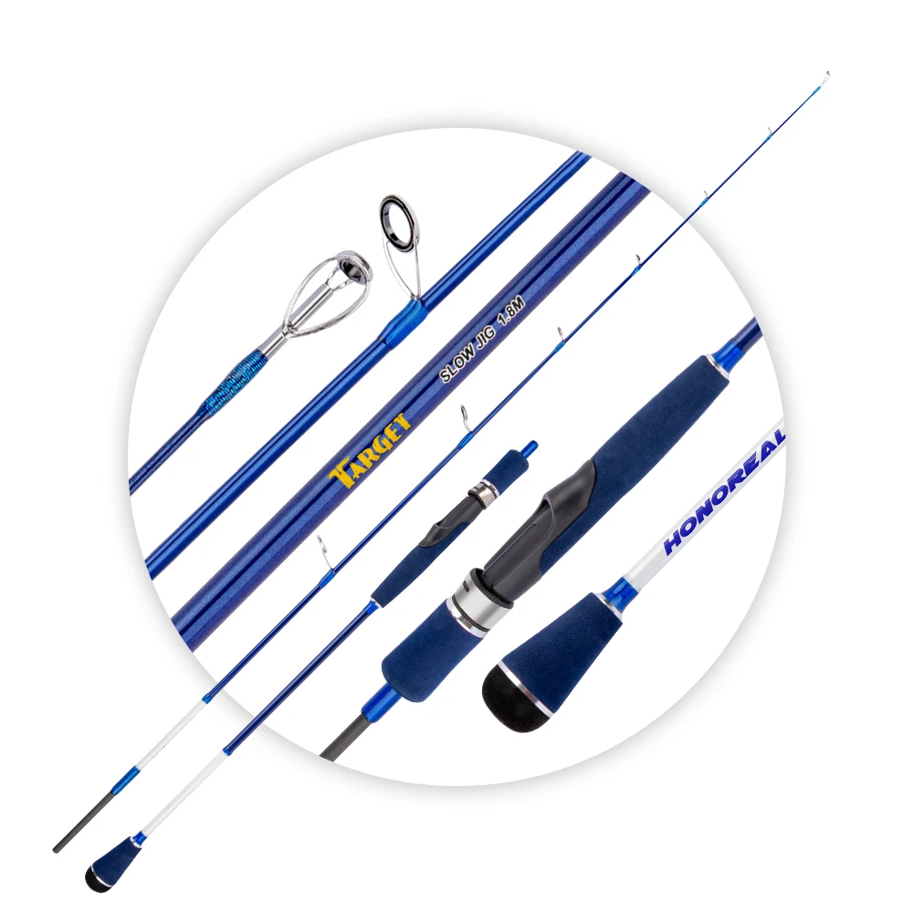 HONOREAL 1.65M to 1.8M 2-Section Fishing Rod 120G Lure Weight with EVA Handle VSS Reel Seat Dark Blue Carbon Solid Slow Jigging