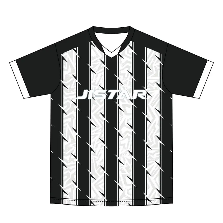 Thai Quality Breathable Plus Size Shirt Maillot De Football t-shirts Black White Vertical Stripe Soccer Jersey