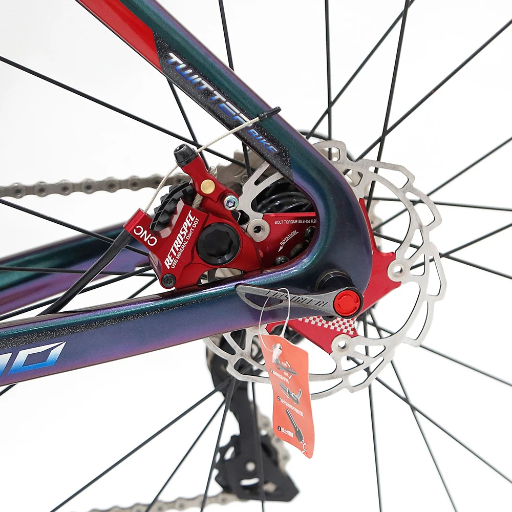 Wholesale 46-58cm thru-axle & disc brake bicycle carbon fiber road bike 700c