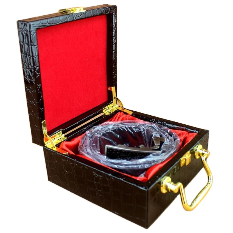 Wholesale Custom Crocodile PU Yellow High Grade Short Plush Luxury Box For Belt Packaging Box Gift Box Belt Round