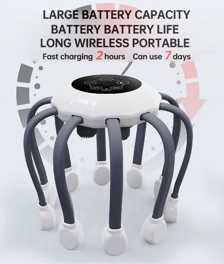 Hot sale 4 Heads Rechargeable Smart Vibration Spider Head Massager Vibrating Octopus Electric Scalp Head Massager