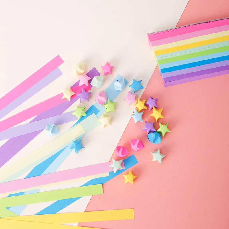 Deli 74834 stars origami students children handmade DIY origami rainbow color wishing star note 120pcs per carton set