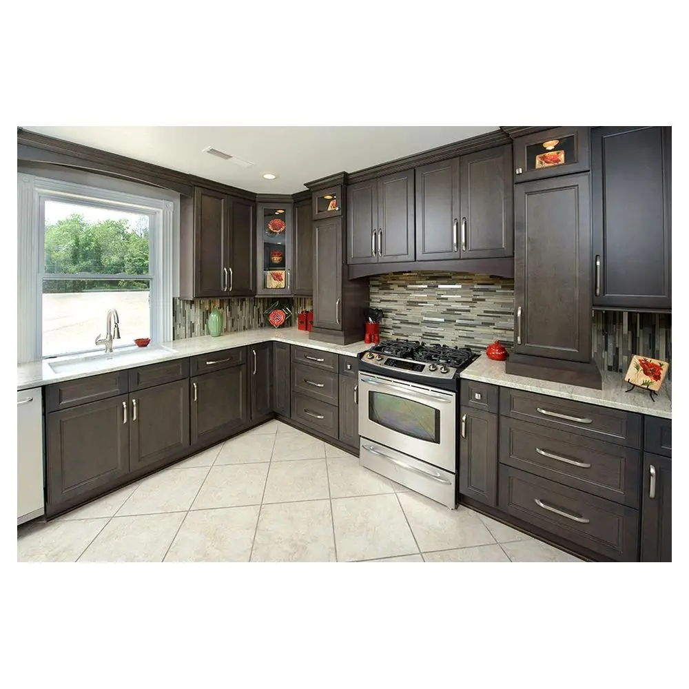 factory free design modern aluminium frame glass door wood kitchen cabinet with soft close hinges drawer system