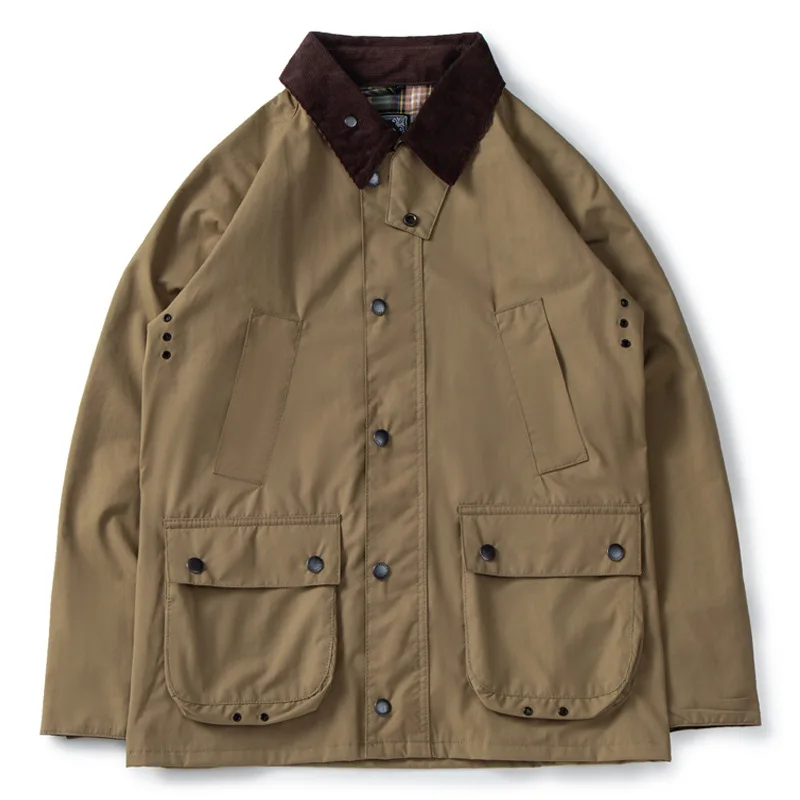 New design vintage corduroy jacket men fashion multiple pocket tweed hunting suit jacket English button rivets riding jacket