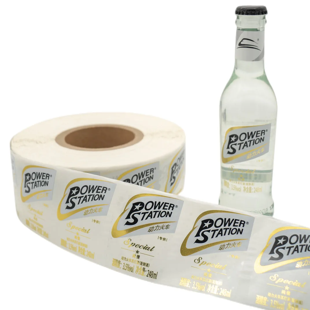 Promotional High quality long duration time custom vinyl gold foil beverage sticker