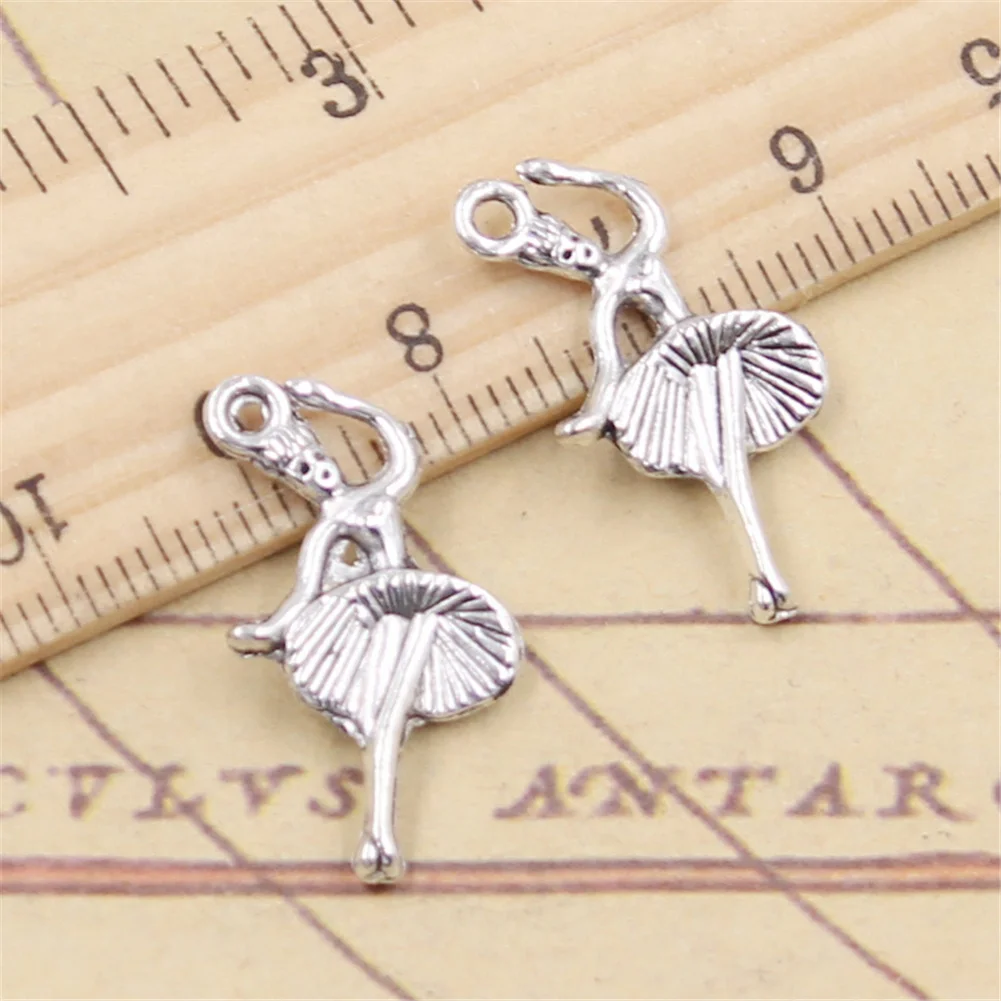 Charms ballet dancer girl 25x13mm Handmade Making fit,Vintage Tibetan Silver Color Pendants,DIY For Bracelet Necklace
