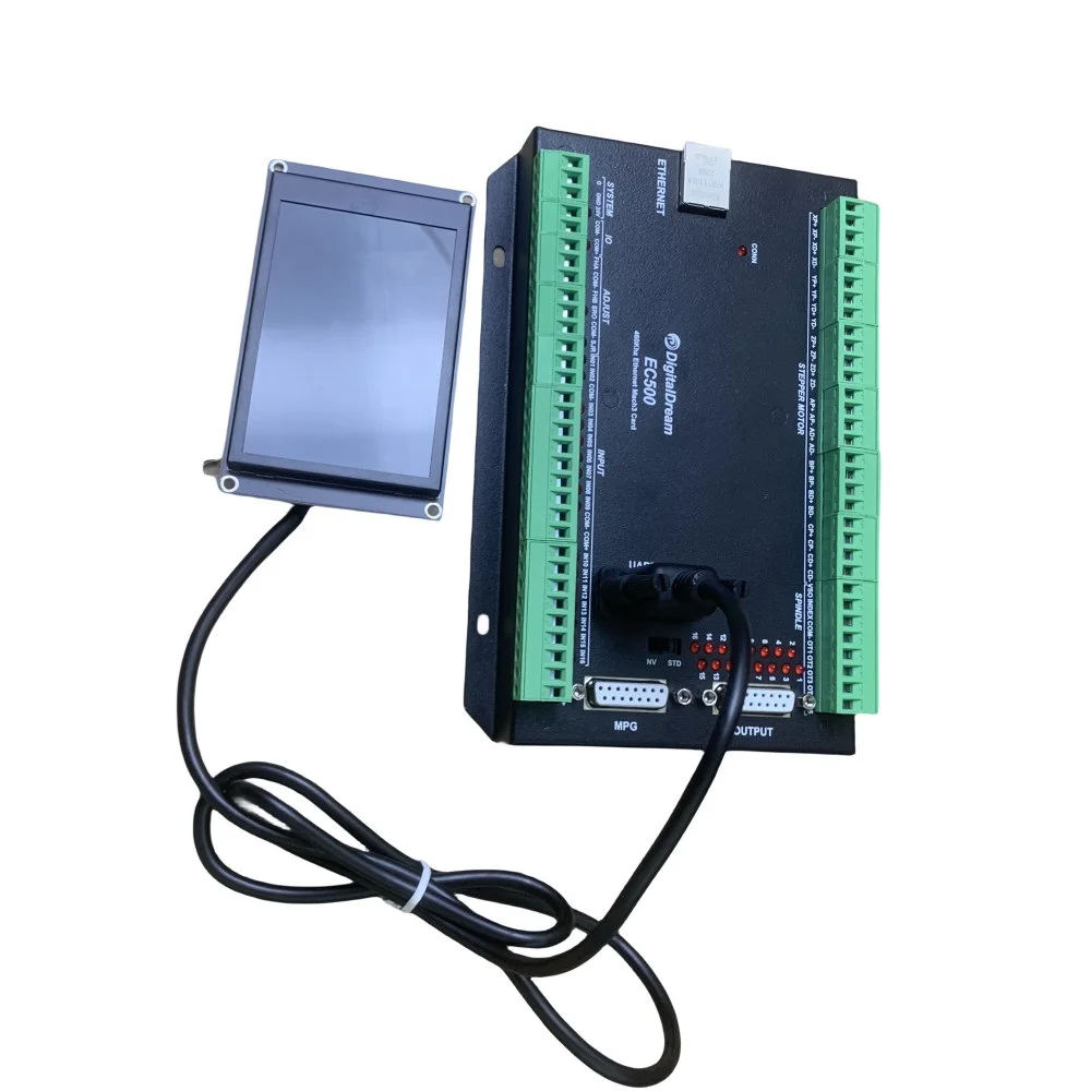Nvum Upgrade CNC Mach3 Ethernet Motion Controller EC500 3/4/5/6 Axis Control Card With Screen For Milling Diy Engraving Machine