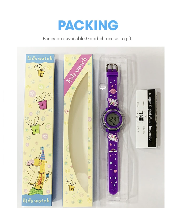 sports watch pc children wrist stop digital stopwatch 3ATM waterproof Timed alarm clock digital watches kids watches